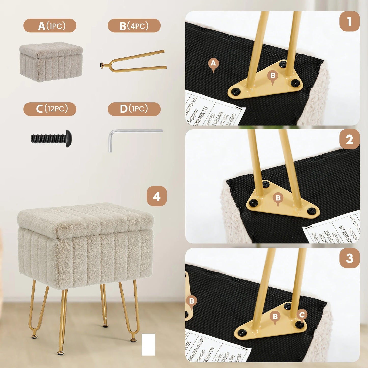 Stow™ Upholstered Storage Vanity Stool