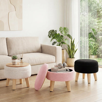 Cache™ Round Bouclé Storage Ottoman