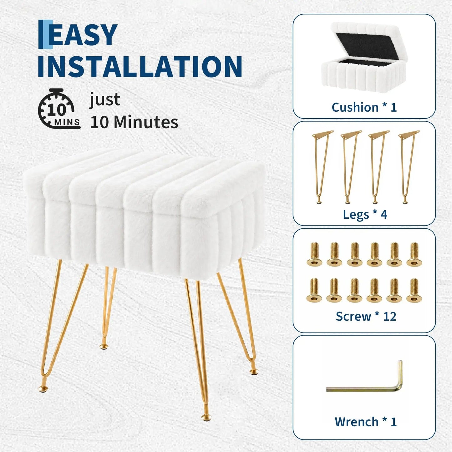 Stow™ Upholstered Storage Vanity Stool