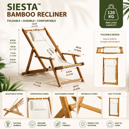 Siesta™ Folding Bamboo Lounge Chair
