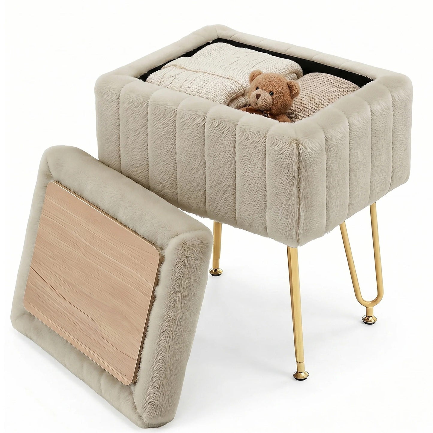 Stow™ Upholstered Storage Vanity Stool