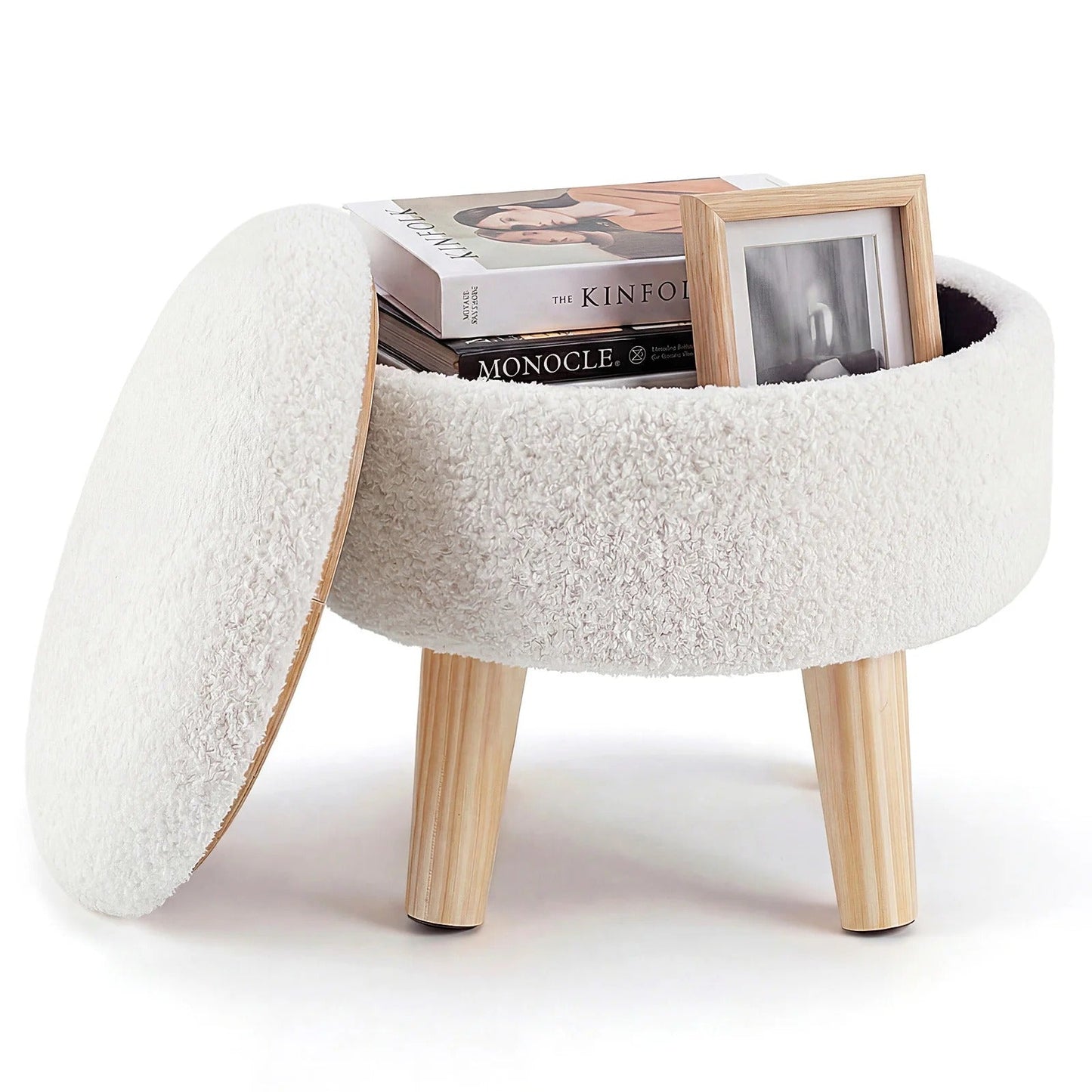 Cache™ Round Bouclé Storage Ottoman