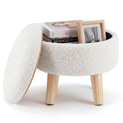 Cache™ Round Bouclé Storage Ottoman