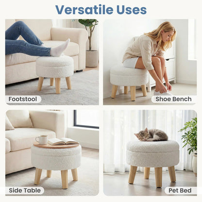 Cache™ Round Bouclé Storage Ottoman