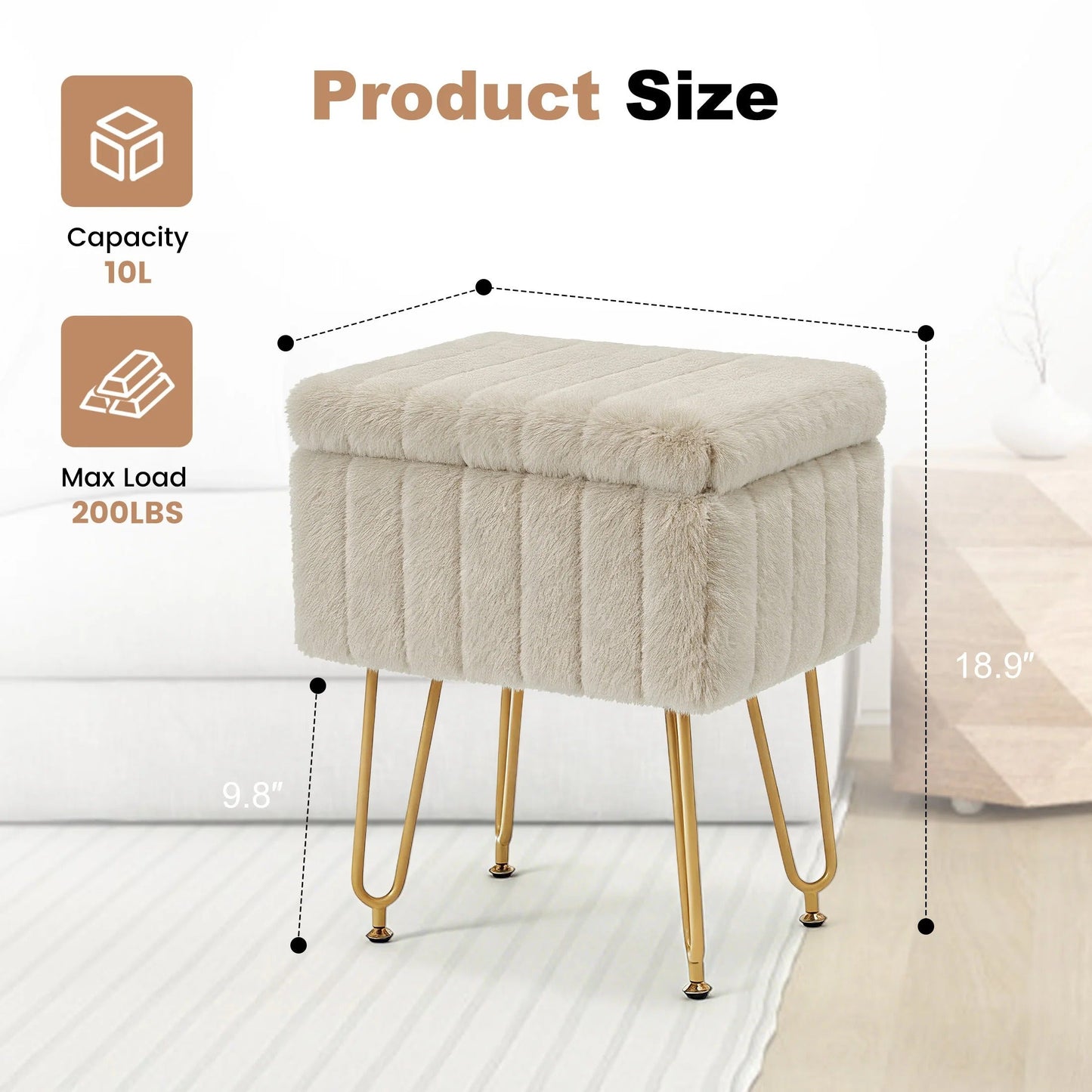 Stow™ Upholstered Storage Vanity Stool