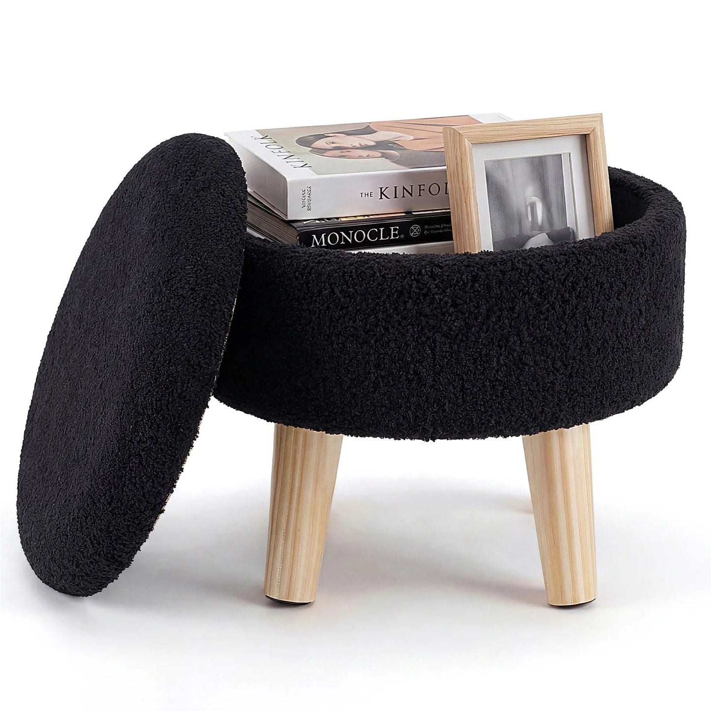Cache™ Round Bouclé Storage Ottoman