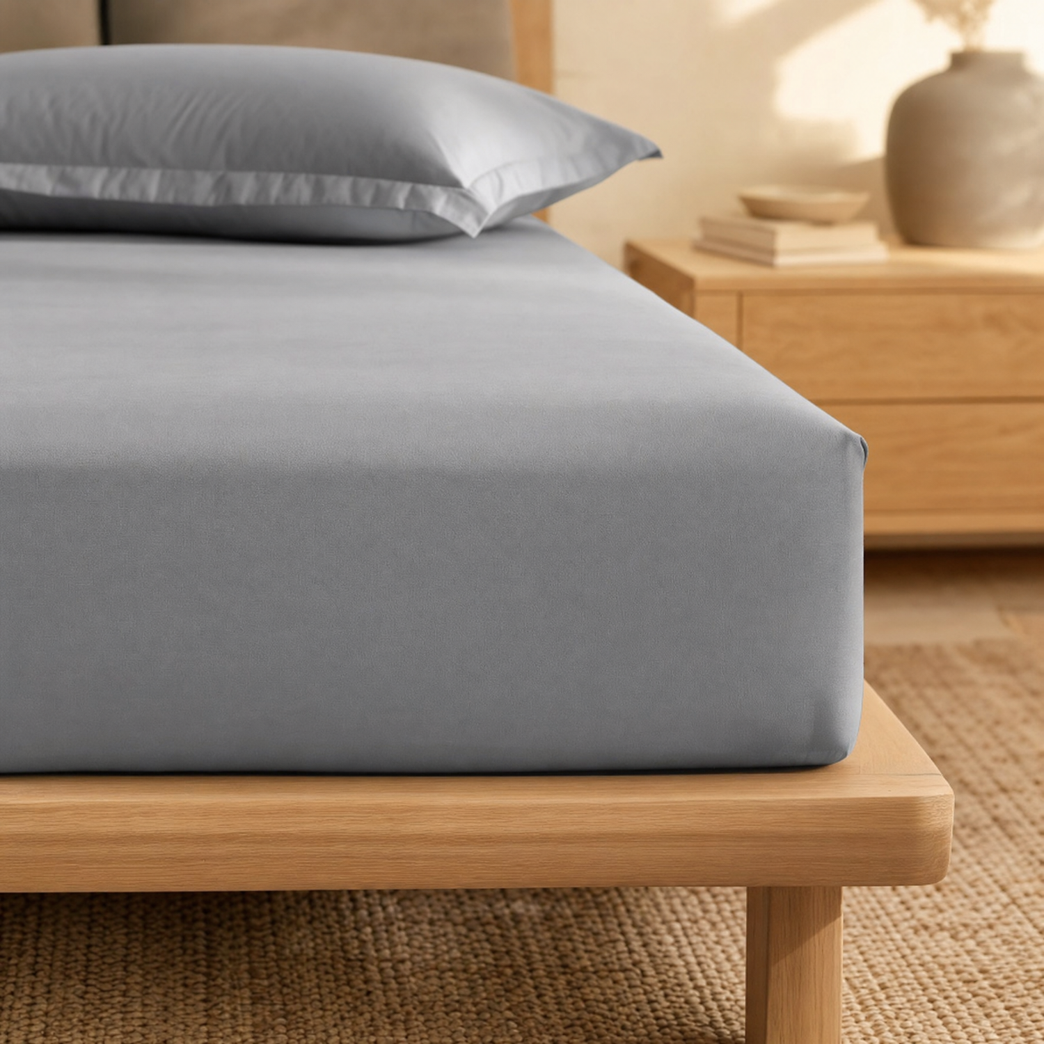 Fitted sheet corner gripped tight around the mattress