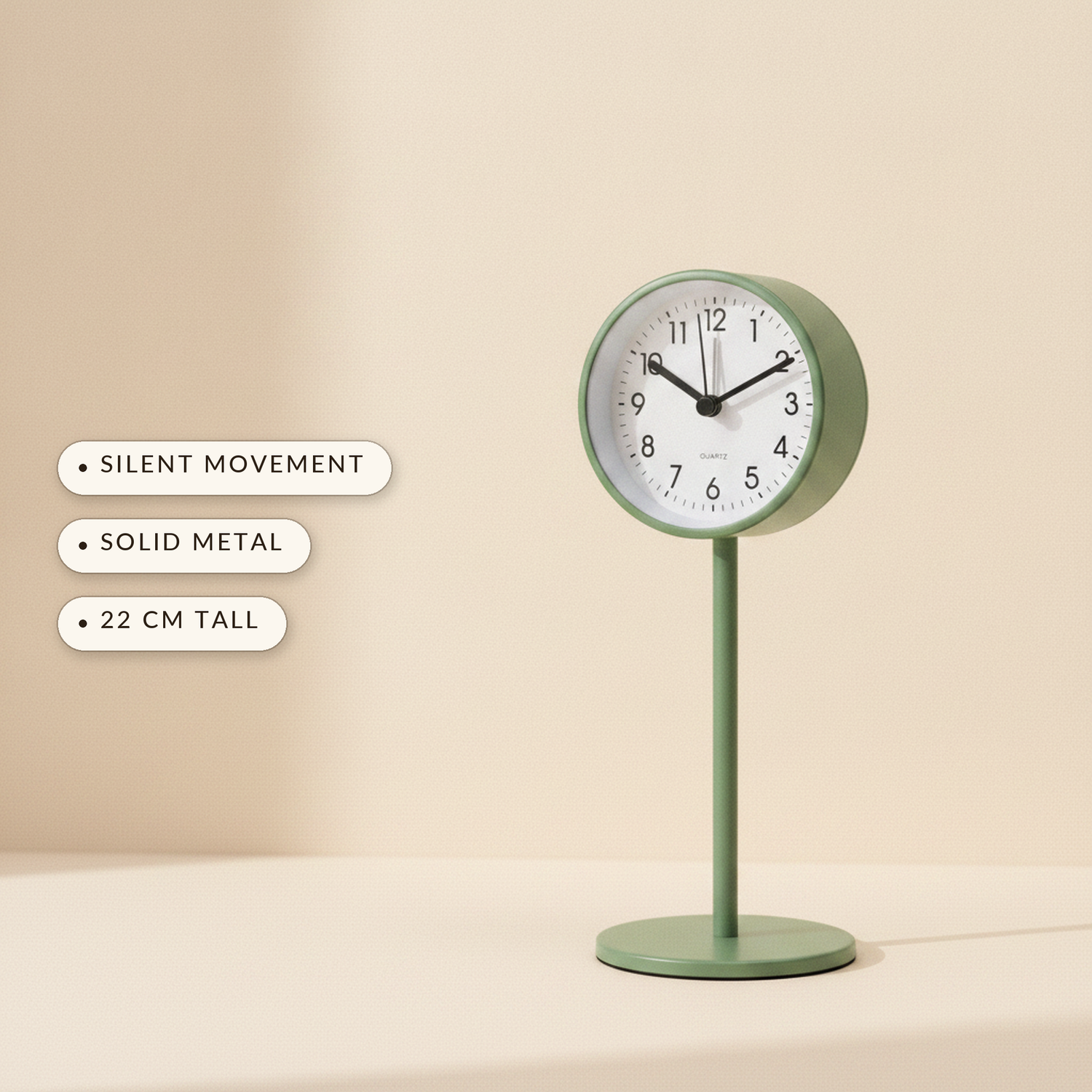 Perch™ benefits: silent movement, solid metal, 22 cm tall