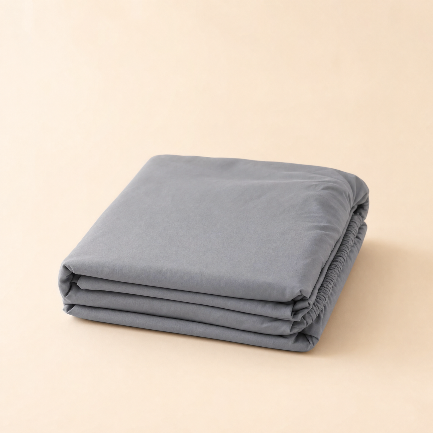 Tuck cotton fitted sheet folded, light grey